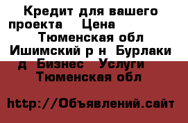  Кредит для вашего проекта, › Цена ­ 5 200 000 - Тюменская обл., Ишимский р-н, Бурлаки д. Бизнес » Услуги   . Тюменская обл.